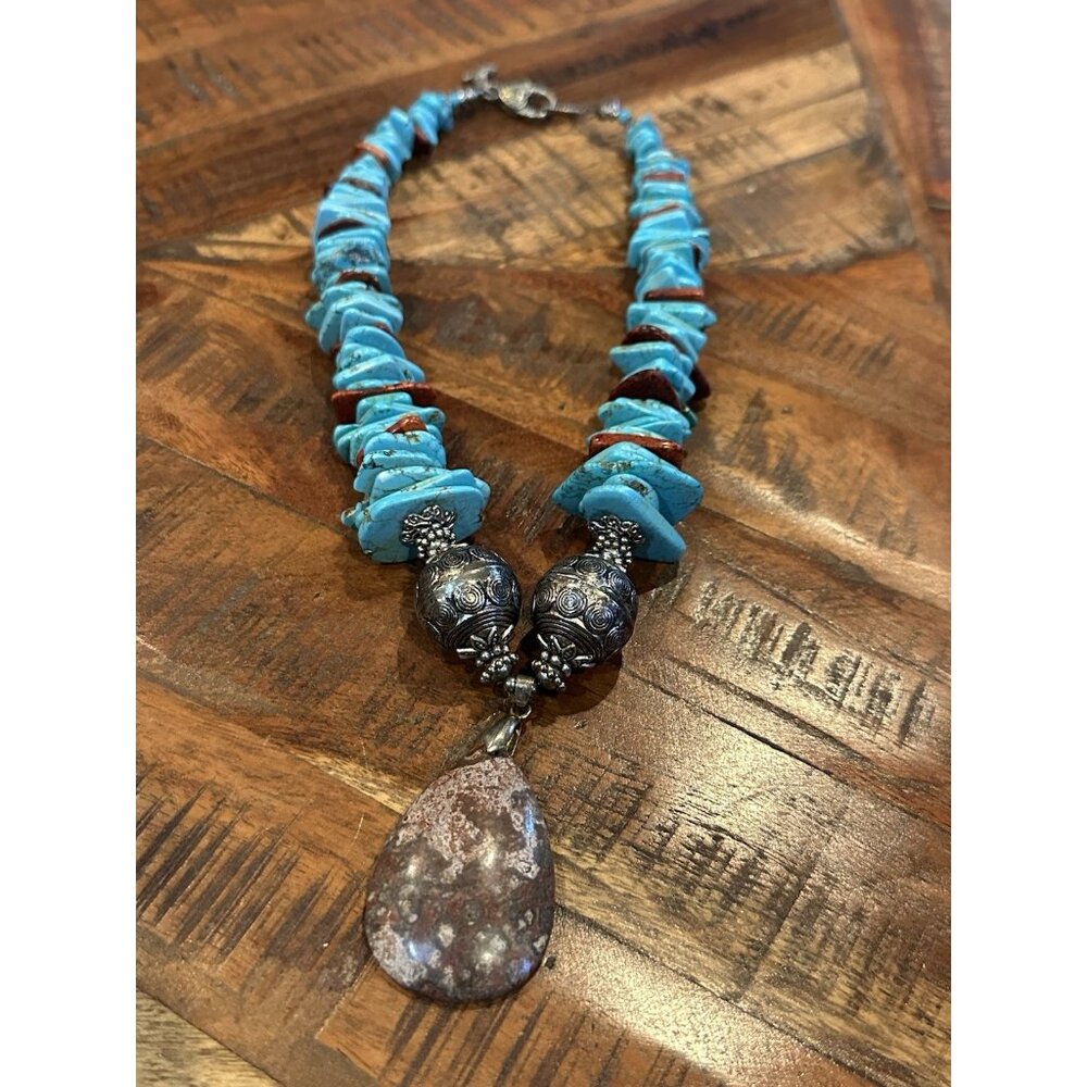 Western Style Turquoise And Jasper Necklace